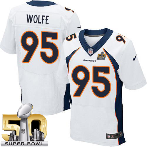 Nike Broncos #95 Derek Wolfe White Super Bowl 50 Men's Stitched NFL New Elite Jersey - Click Image to Close